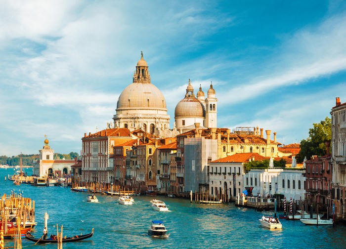 Venice, Italy: Grand Canal with Basilica di Santa Maria della Salute