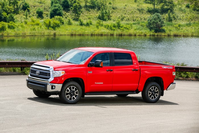 Red Toyota Tundra TRD Off Road Truck