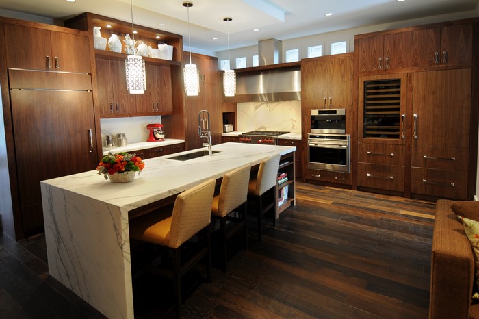 Modern Walnut Kitchen with Island