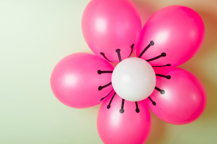Pink flower made of balloons