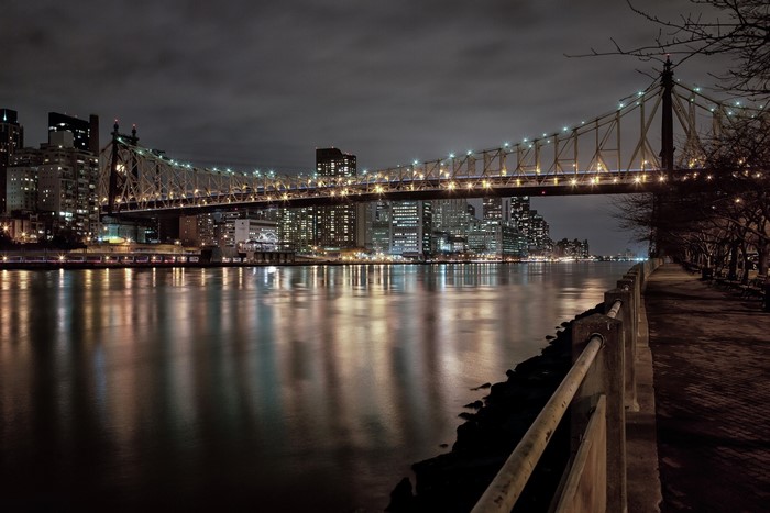 Queensboro Bridge over the East River at Night, New York City