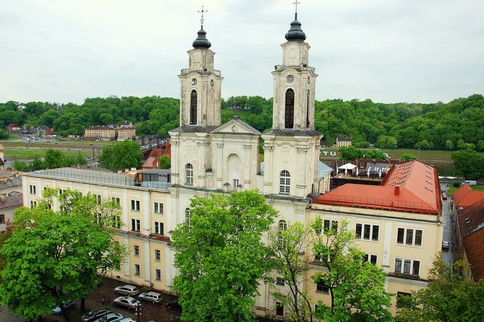 Church with two towers in Kaunas, Lithuania