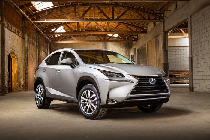 Silver 2015 Lexus NX 300h in a warehouse