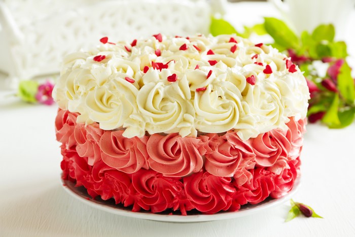 Ombre Rosette Cake with Heart Sprinkles