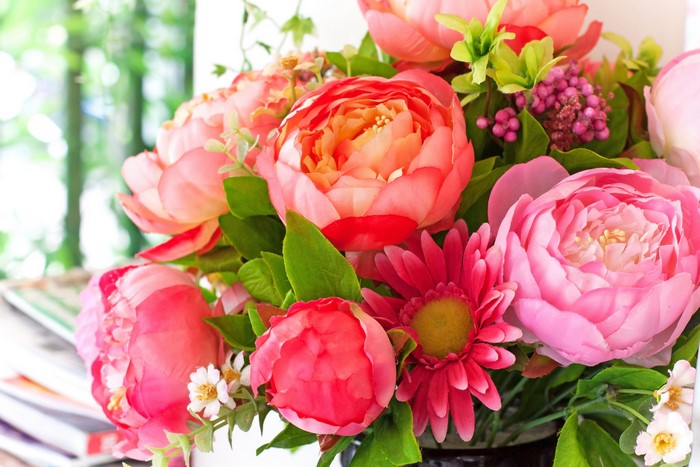 Bouquets of Peonies and Gerberas