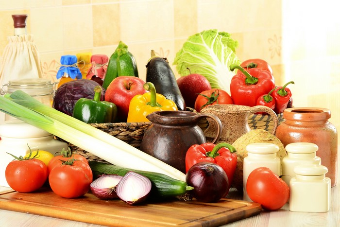 Still-life of fresh vegetables and fruits