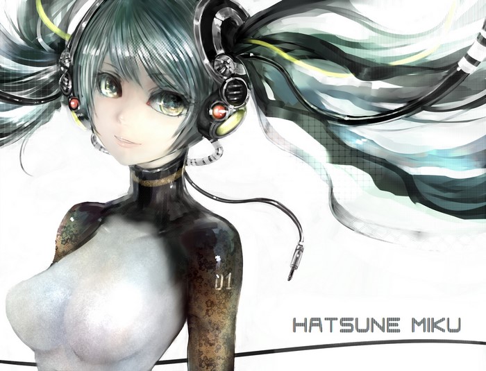 Hatsune Miku from Vocaloid with headphones