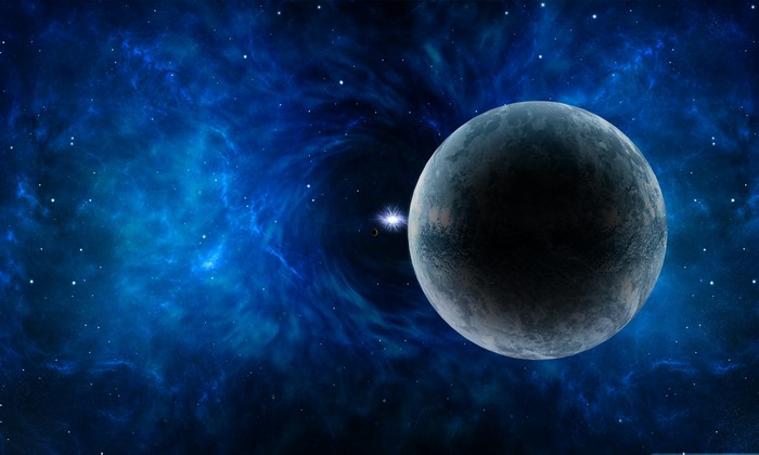 Planets in a blue nebula