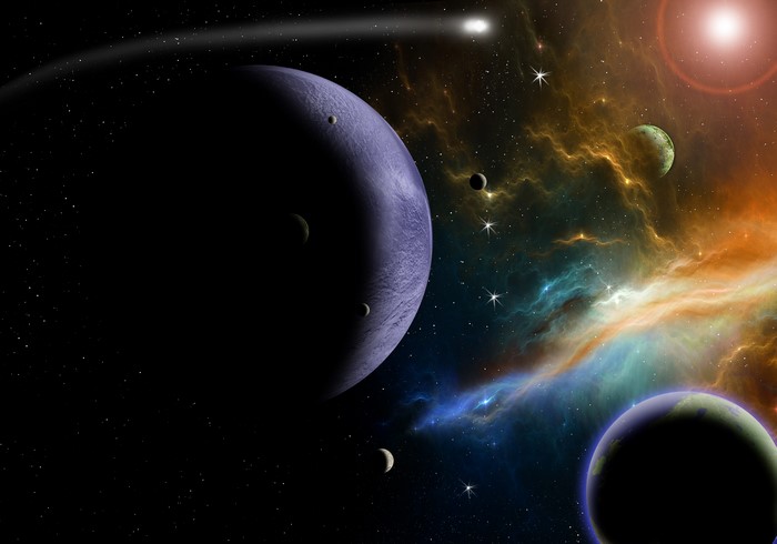 Planets and Nebula in Space