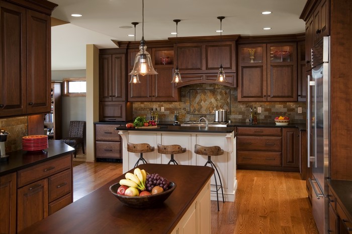 Kitchen Interior with Island and Pendant Lights