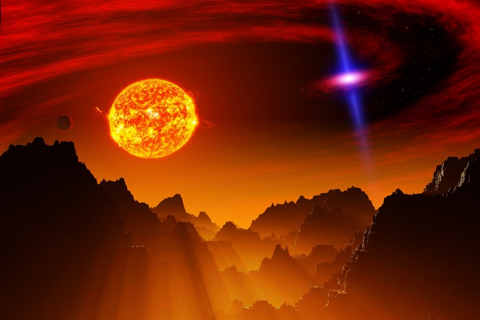 4K Surreal Alien Planet Sunset with Distant Stars