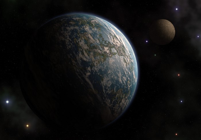 Planet and Moon in Space