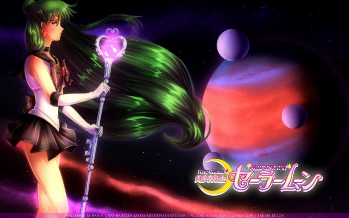 Sailor Pluto from Sailor Moon with Staff and Planets