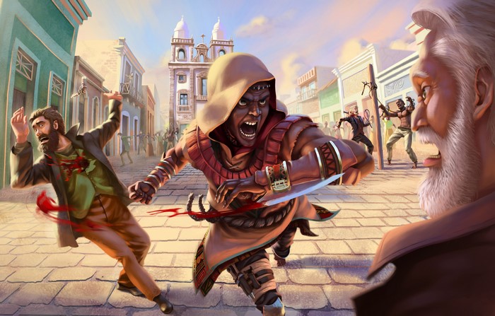 Assassin from Brazil attacking a man