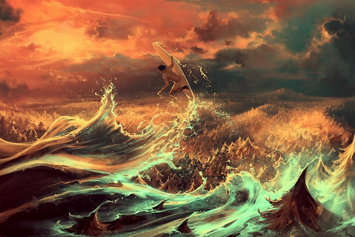 Surfer jumping on a wave by Cyril Rolando