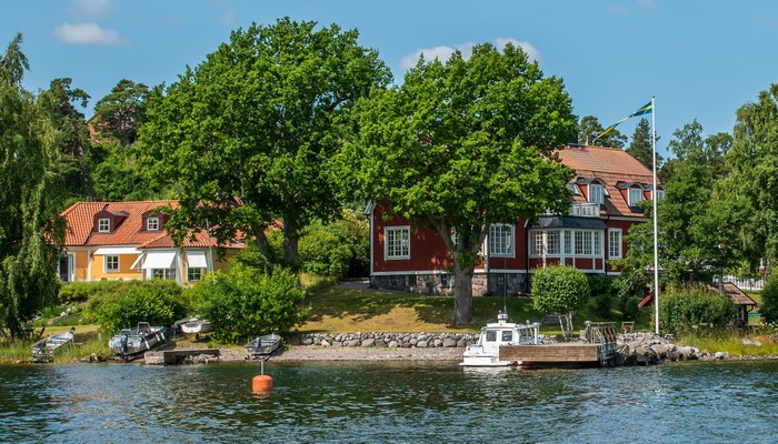 Houses by the water in Nacka, Sweden