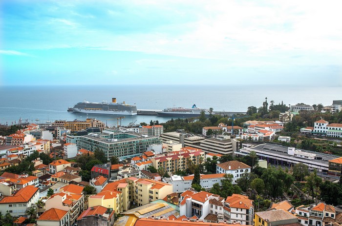 Funchal Madeira Portugal Cityscape with Cruise Ships