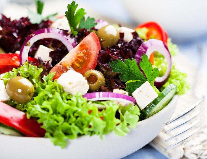 Greek Salad with Feta Cheese and Olives