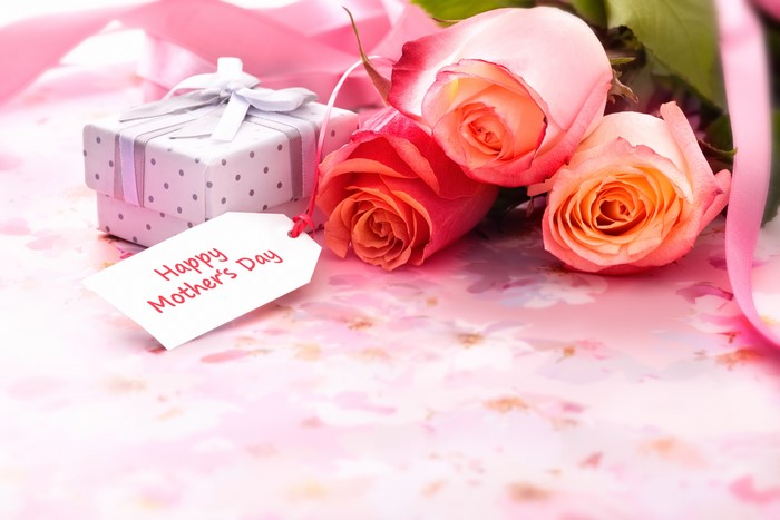 Roses and Gift for Mother's Day
