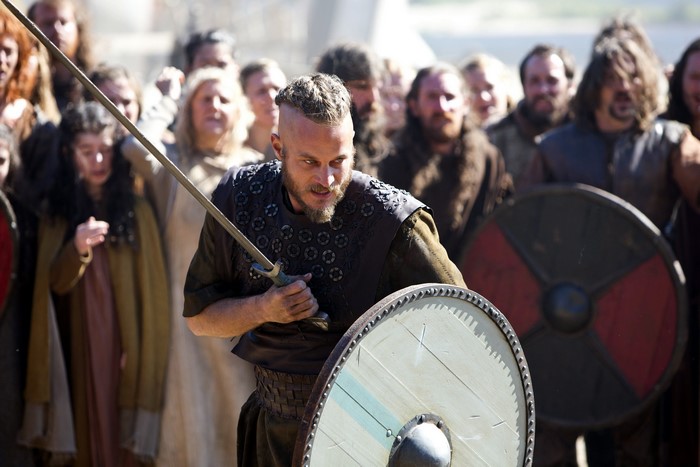 Ragnar Lothbrok from Vikings with sword and shield