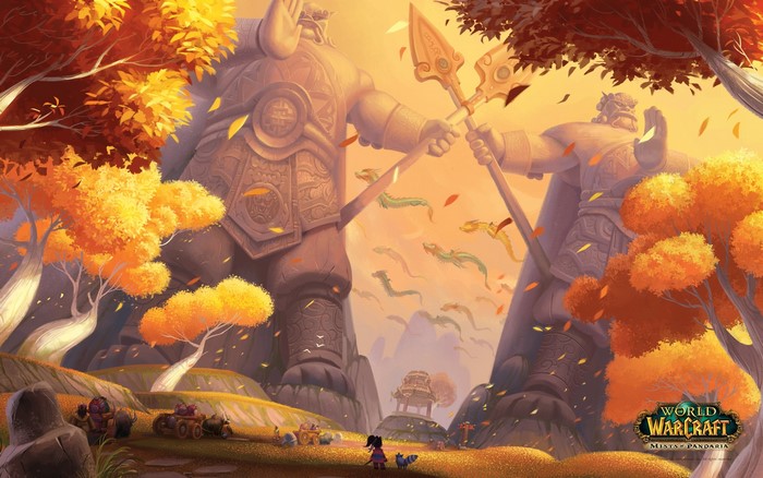 World of Warcraft: Mists of Pandaria statues and dragons