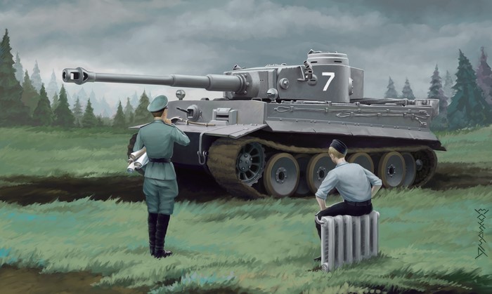 Panzerkampfwagen Vl Tiger tank with soldiers