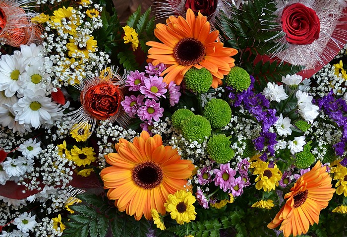 Gerberas, Chrysanthemums, and Roses Flower Arrangement