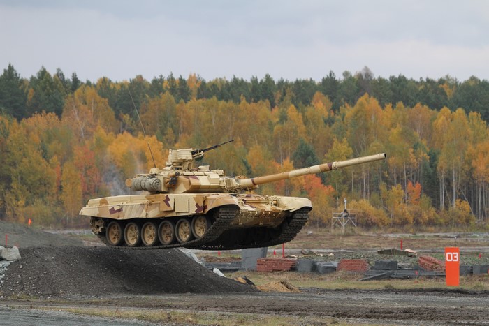 T-90 Tank Performing a Jump