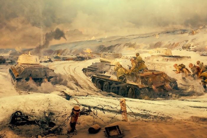 4K Battle of Stalingrad War Tanks Pictorial Art