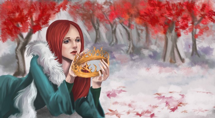 Sansa Stark from Game of Thrones holding a crown