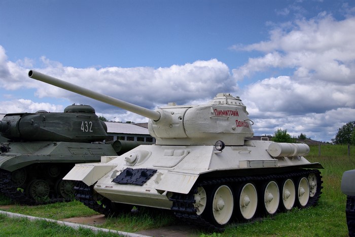 T-34-85 Tank with inscription "Дмитрий Донской"