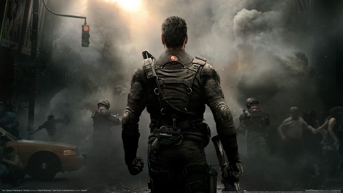 Soldier from Tom Clancy's Rainbow Six: Patriots in a smoky city