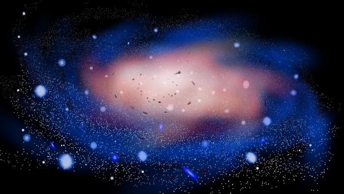 Galaxy with nebulae and stars