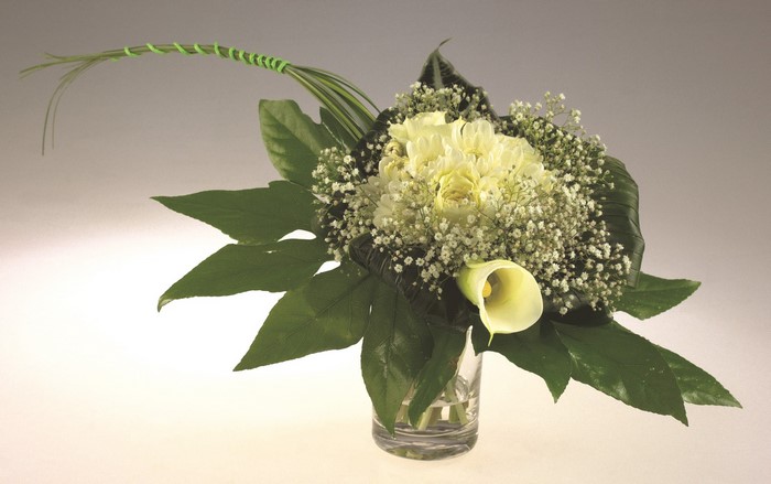 White and Yellow Flowers in a Glass Vase