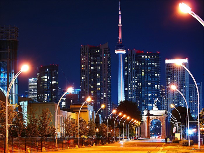Toronto Skyline with CN Tower at Night