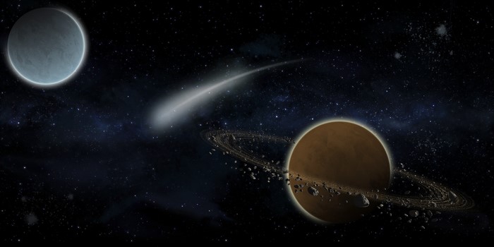 4K Space Scene with Planets, Comet, and Asteroids