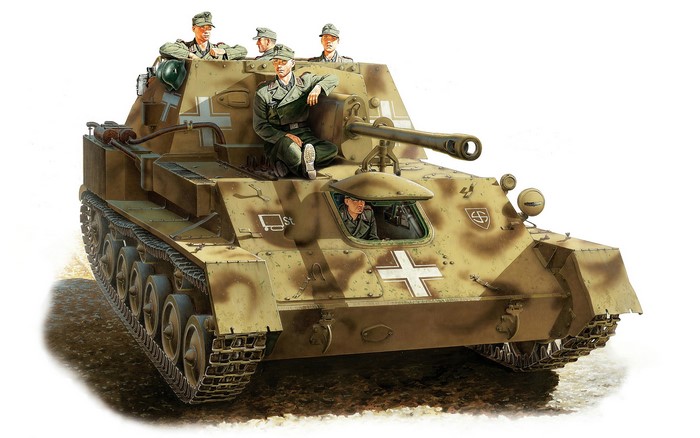 German Jagdpanzer SU-76(r) SPG with crew