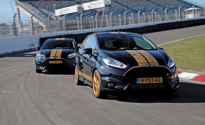 Two Ford Fiesta ST-H cars on a race track