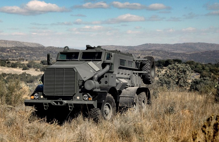 Casspir Mk6 military vehicle in a dry landscape