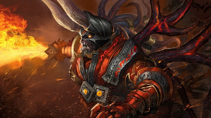 Doom from DOTA 2 breathing fire