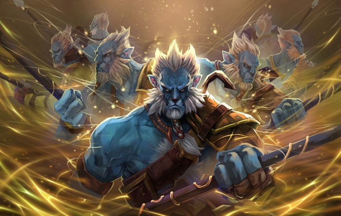 Phantom Lancer from DOTA 2 with multiple illusions