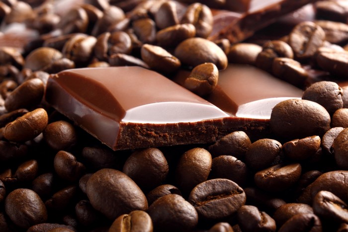 4K Chocolate and Coffee Beans Closeup
