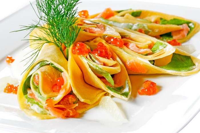 Pancakes with Smoked Salmon and Caviar