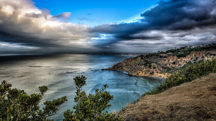 California Coastline with Dramatic Clouds