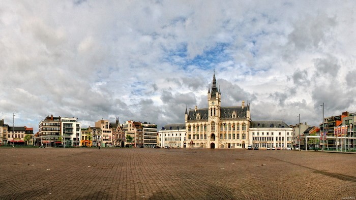 Town Hall and buildings in Sint-Niklaas, Belgium