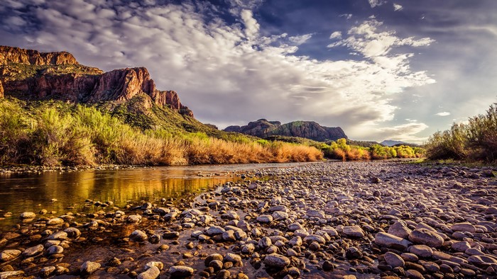 Desert Mountains and River in Arizona, USA