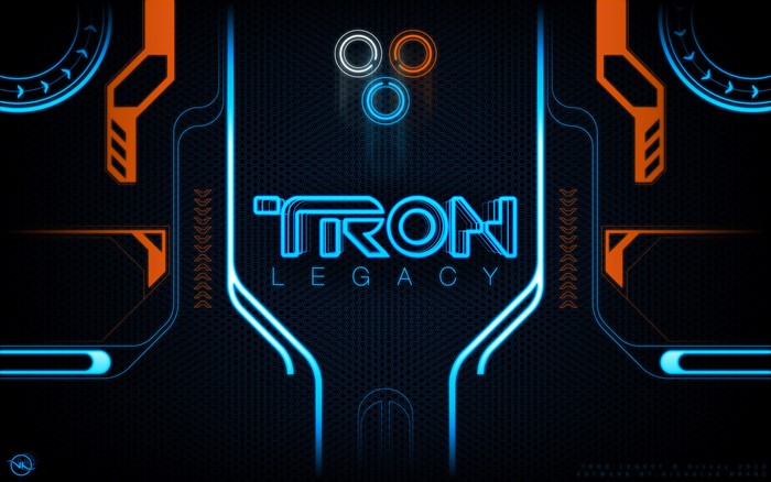 Tron Legacy logo with abstract digital background