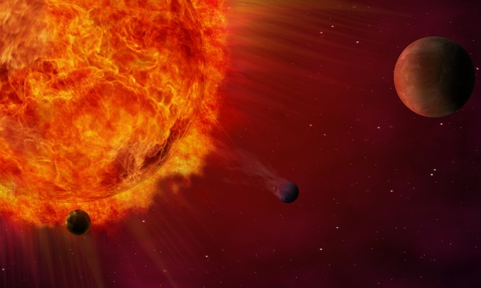 Sun and planets in space
