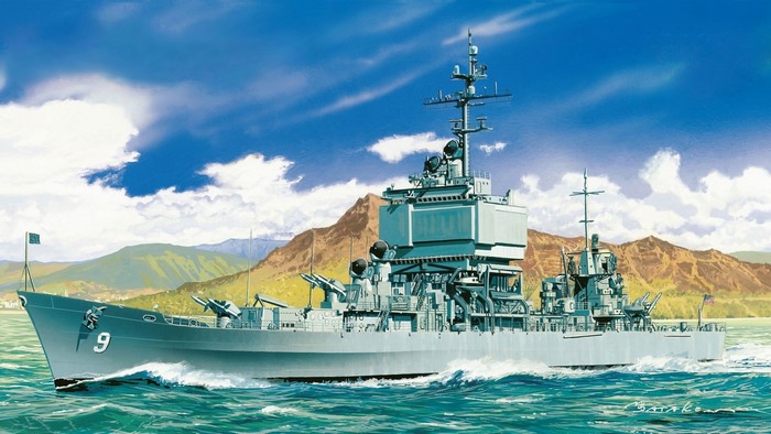 USS Long Beach CGN-9 Nuclear Missile Cruiser Painting