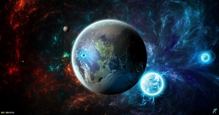 Planets and nebulae in space